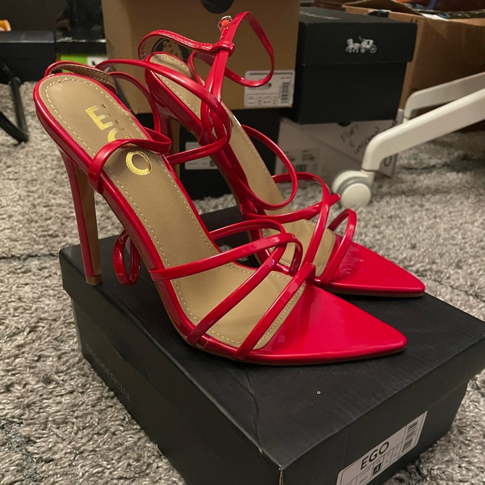 Red EGO stiletto pointed toe heels size 6